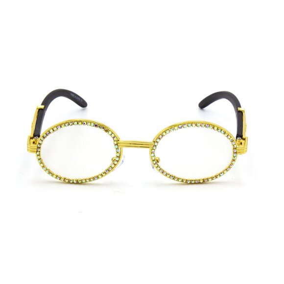 Men Clear Sunglasses Classic Retro Shades Eye Glasses Iced Out Diamond Buffs New - Picture 2 of 3